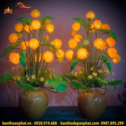 Đèn phòng thờ hoa sen 15 bông cao cấp DT886