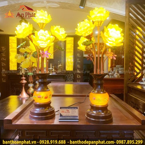 Đèn thờ bằng điện hoa sen cao cấp DT814