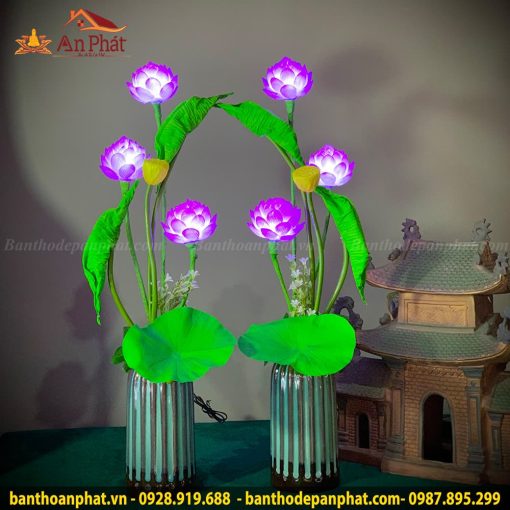 Đèn thờ bông sen trang trí mẫu 3 bông DT901