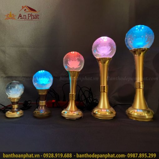 Đèn thờ cúng bằng pha lê hình cầu đủ size DT827