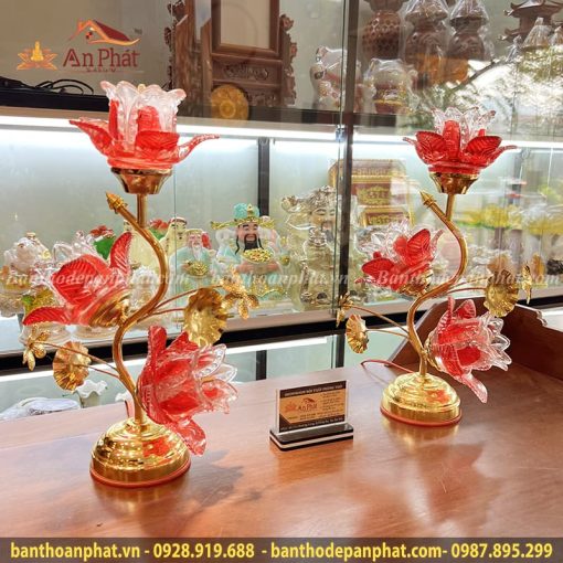 Đèn thờ cúng bông sen 3 nhánh DT862