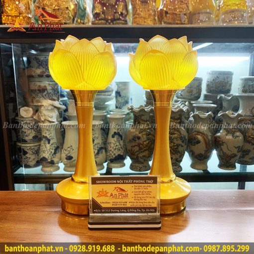 Đèn thờ cúng mẫu hoa sen một bông lưu ly cao cấp DT816
