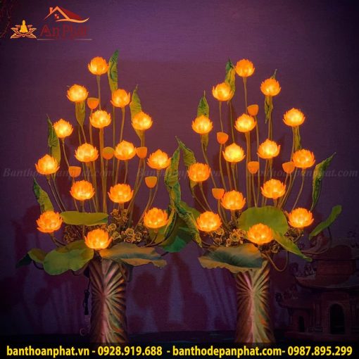Đèn thờ đẹp hoa sen nở rộ 15 bông DT891