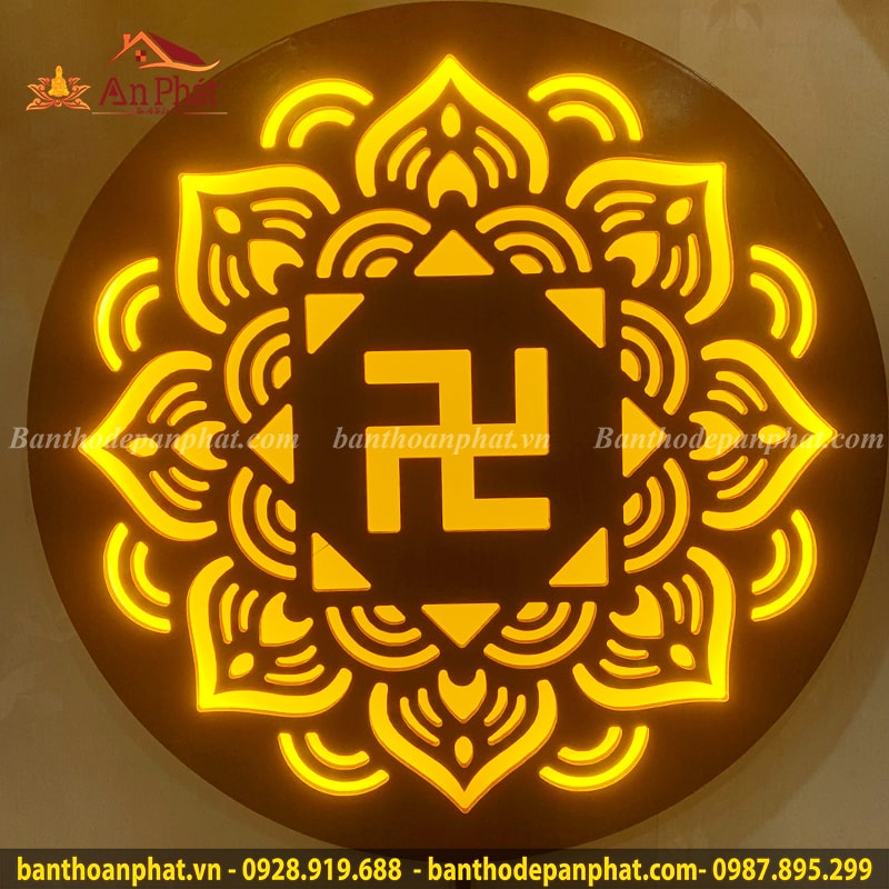 Đèn thờ điện led vàng họa tiết Mandala DT851