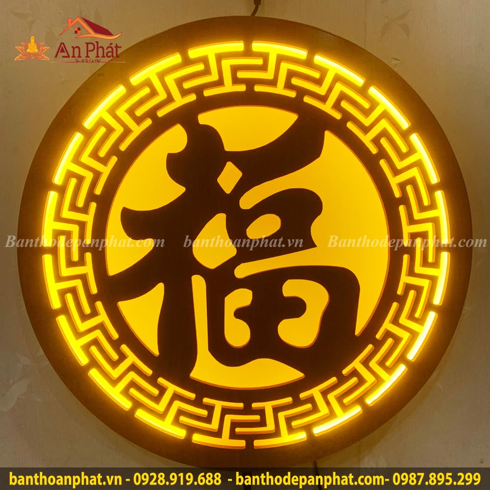 Đèn thờ điện led vàng mẫu chữ Hán DT850