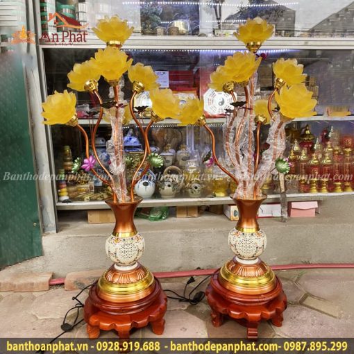 Đèn thờ cúng hoa sen thờ Phật, gia tiên đẹp