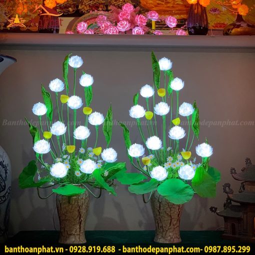 Đèn Thờ hoa sen trang trí 12 bông đèn led trắng tinh khôi DT918