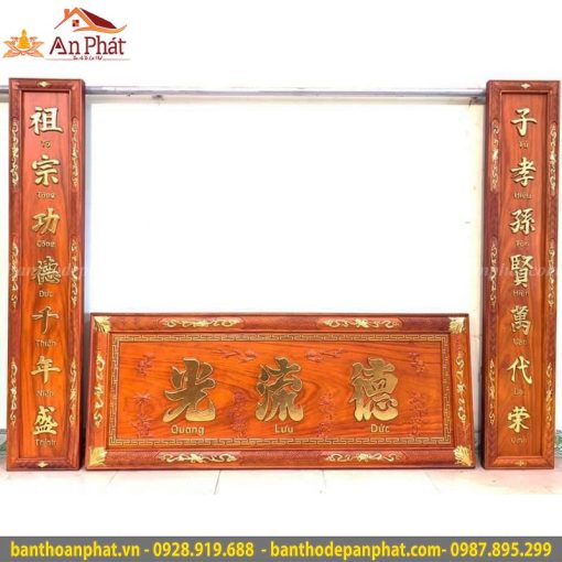 Hoành phi câu đối gỗ hương đỏ mẫu CT3025