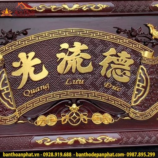Câu Đối Gỗ Gụ Quang Lưu Đức Dát Vàng