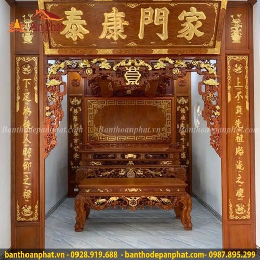 Phòng thờ Sập thờ gỗ mít Dát Vàng ST445