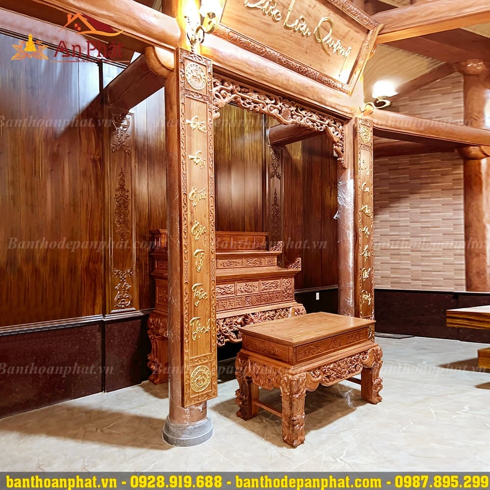 Mẫu phòng thờ đẹp gỗ hương đá cao cấp