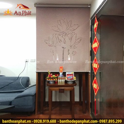 Rèm bàn thờ Laze Xuyên Sáng 3 Bông Hoa Sen RT2057