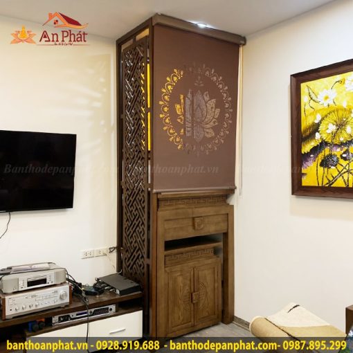 Rèm che bàn thờ laze xuyên sáng họa tiết độc đáo RT2020