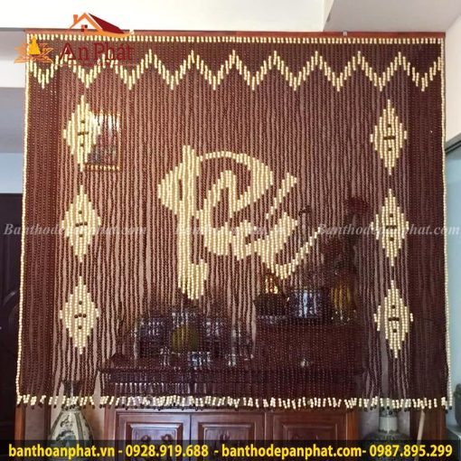 Rèm cửa hạt gỗ che bàn thờ chữ Phúc RT2081