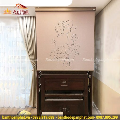 Rèm cuốn xuyên sáng họa tiết hoa sen RT2043