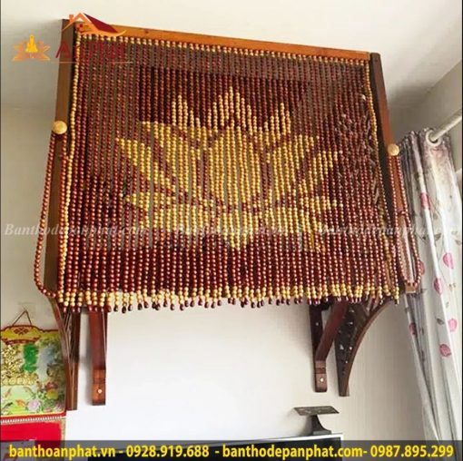 Rèm gỗ hạt tròn mẫu hoa sen đẹp RT2084
