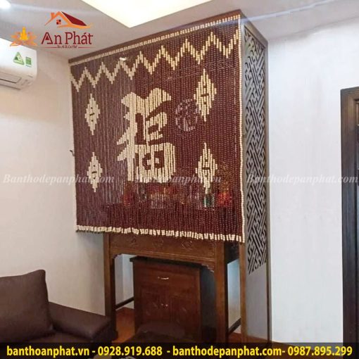 Rèm hạt gỗ phong thủy mẫu chữ Hán quả Trám RT2070