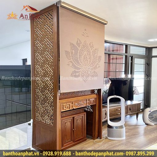 Rèm trang trí bàn thờ Hoa sen Phật giáo mẫu RT2036