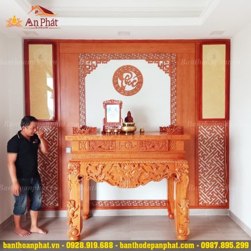 Mẫu phòng thờ đẹp gỗ hương đá