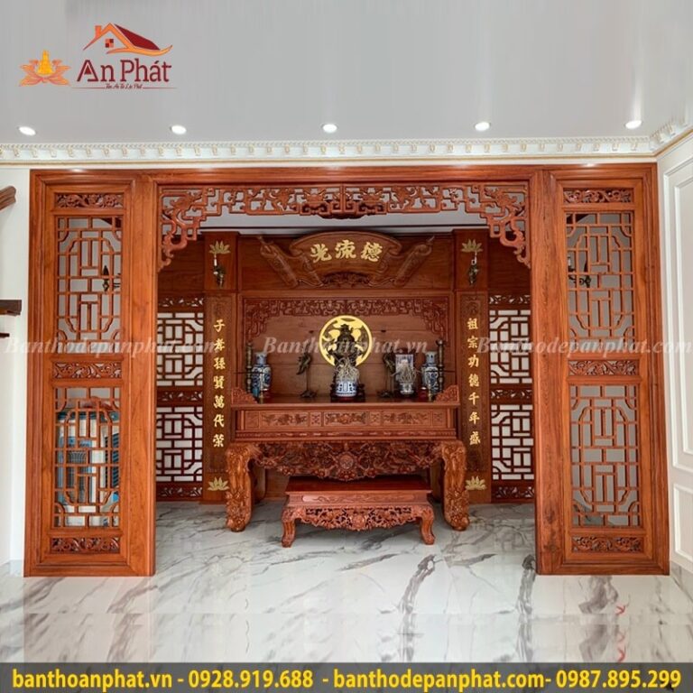 Sập thờ đẹp phòng thờ gỗ hương mẫu ST411 - Không Gian Thờ An Phát