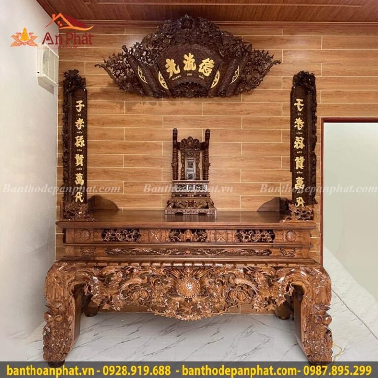 Sập thờ gỗ gõ đỏ mẫu ngũ phúc ST420