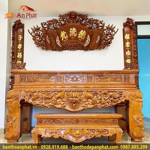 Sập thờ gỗ mít mẫu long phụng ST432