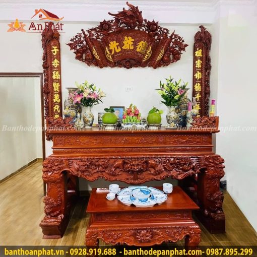 Sập thờ gỗ mít mẫu long phụng ST449