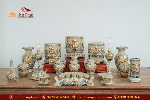 Bộ Đồ Thờ Men Rạn Cao Cấp Hoa Sen GS759 2 bo do tho men ran cao cap hoa sen gs759 4