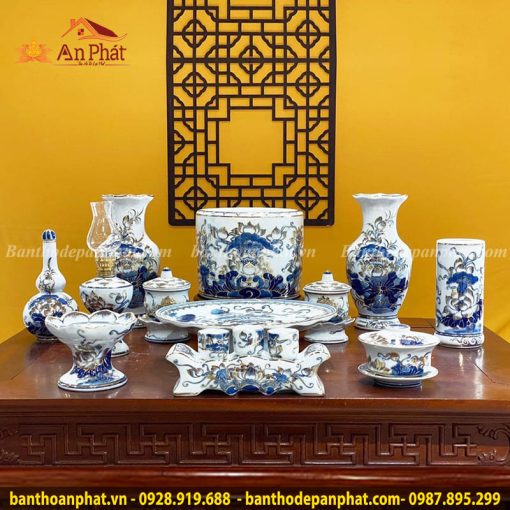 Bộ Đồ Thờ Vàng Kim Cao Cấp Bát Tràng GS757