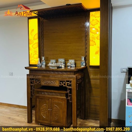 Mẫu bàn thờ gia tiên đẹp hiện đại gỗ gụ BTD2166