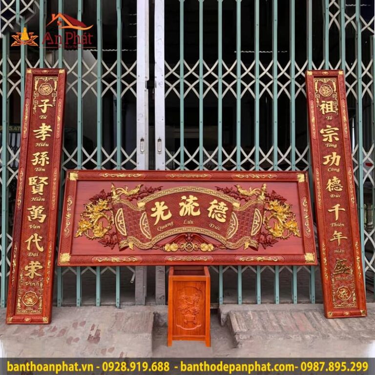Mẫu hoành phi câu đối bằng gỗ đẹp CT3065