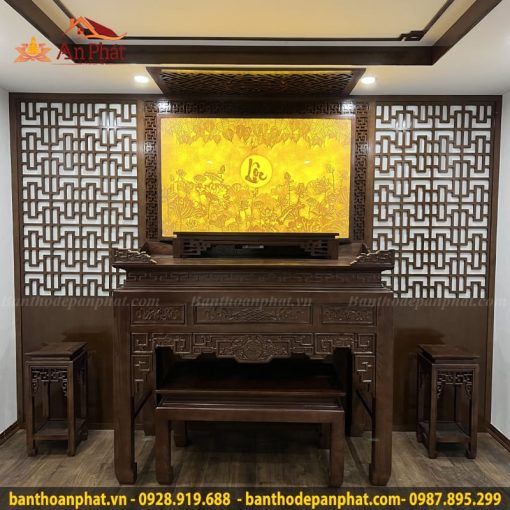 Mẫu Phòng thờ đẹp sang trọng gỗ gụ cao cấp KGT352
