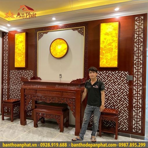 Mẫu phòng thờ đẹp trang nghiêm ấm cúng