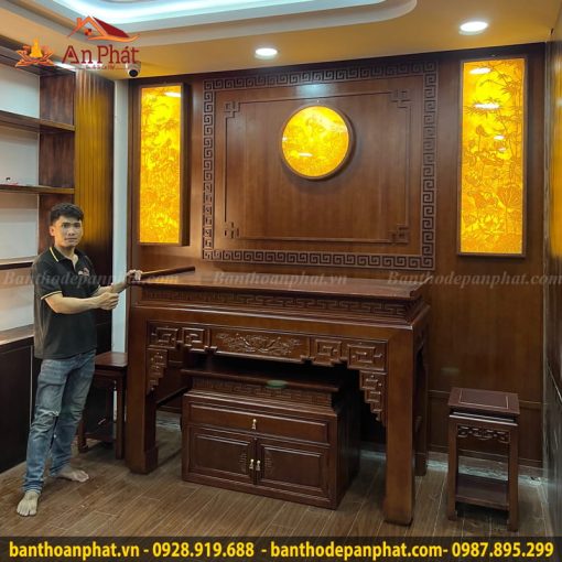 Mẫu phòng thờ đẹp trang nghiêm ấm cúng