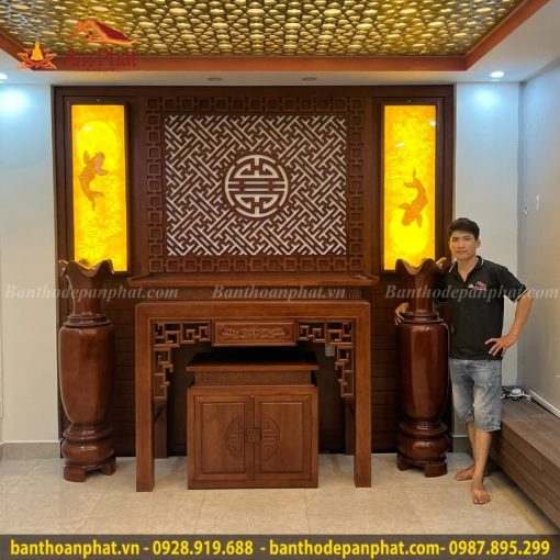 Phòng Thờ Đẹp Hiện Đại Gỗ Hương KGT374