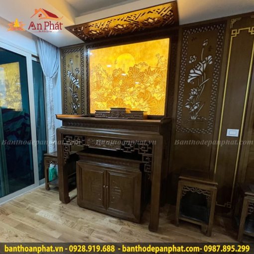 Phòng thờ gỗ đẹp trang trí hiện đại sang trọng KGT367