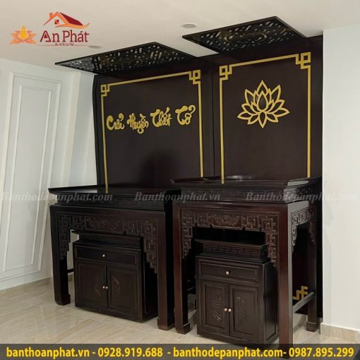 Phòng thờ phật và gia tiên gỗ gụ lào KGT370