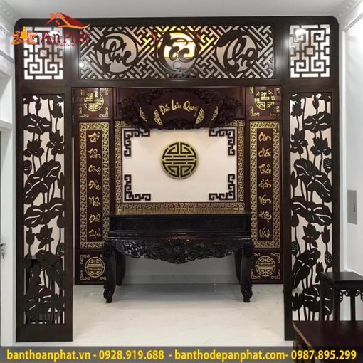 Vách cnc phòng thờ hoa sen VN312