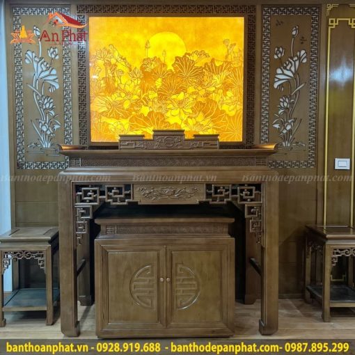 Vách cnc phòng thờ hoa sen VN313
