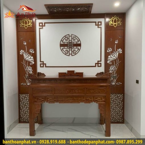 Vách hậu ban thờ hoa sen VN280
