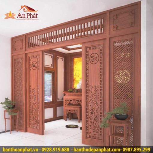 Vách ngăn phòng thờ chạm khắc tinh xảo VN296