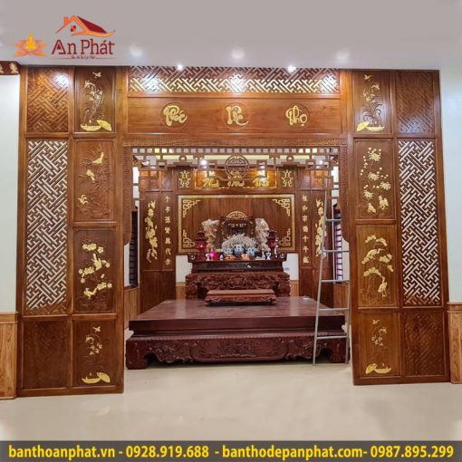 Vách ngăn phòng thờ đẹp gỗ hương VN292