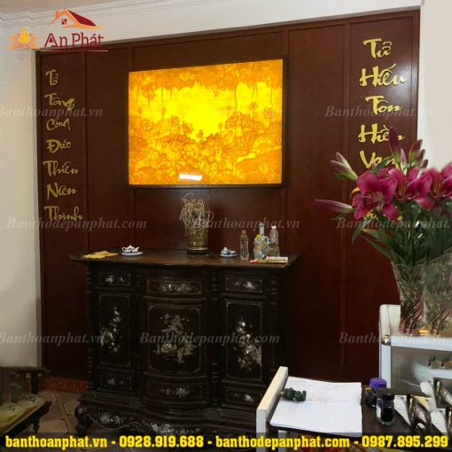 Mẫu bình phong - vách ngăn trang trí phòng thờ đẹp