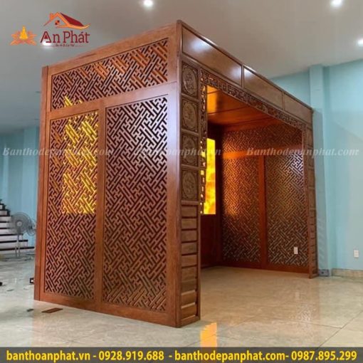 Vách phòng thờ cnc gỗ tự nhiên VN300
