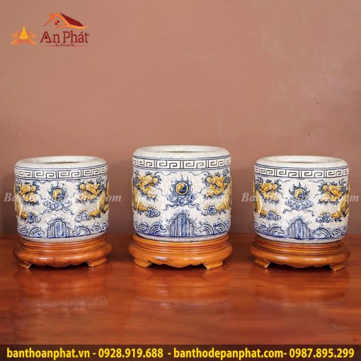 Bát Hương Rồng Men Rạn Đắp Nổi Cao Cấp GS785
