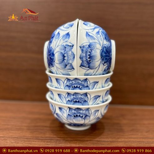 Bát Thờ Men Lam Đắp Nổi Cao Cấp GS803