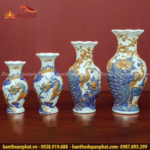 Bình Hoa Men Lam Bát Tràng Cao Cấp GS798
