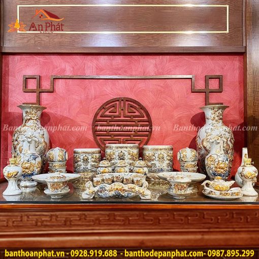 Đồ Thờ Bát Tràng Men Rạn Dát Vàng 24K GS780