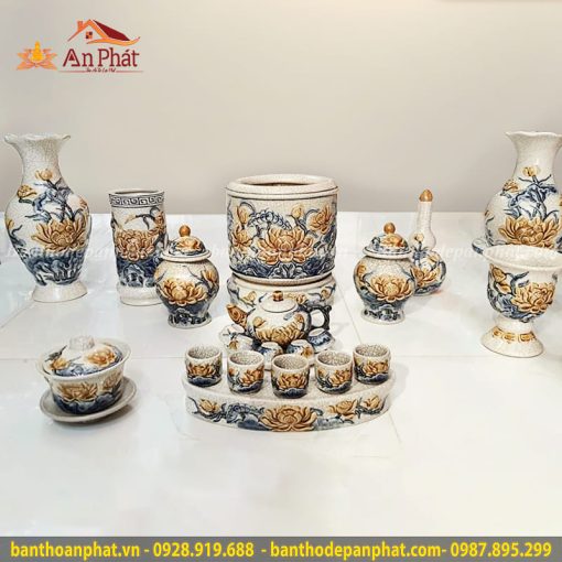 Đồ Thờ Men Rạn Đắp Nổi Cao Cấp GS783