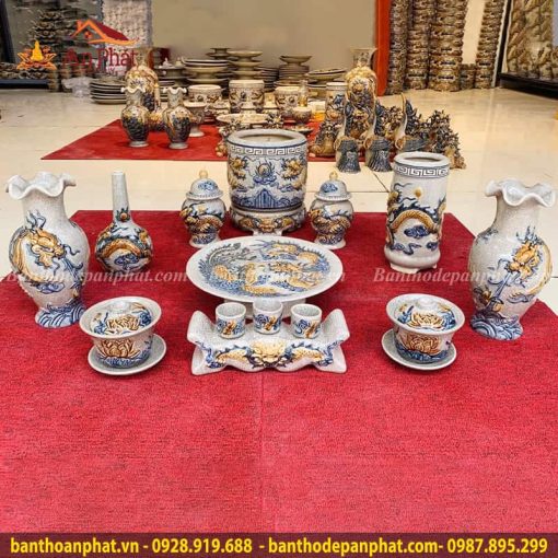 Đồ Thờ Men Rạn Đắp Nổi Cao Cấp GS787